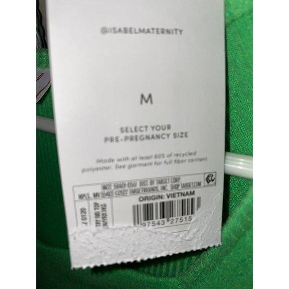 NWT Isabel By Ingrid & Isabel Green Ribbed Long Sleeve Maternity Top Square Neck - Picture 7 of 8